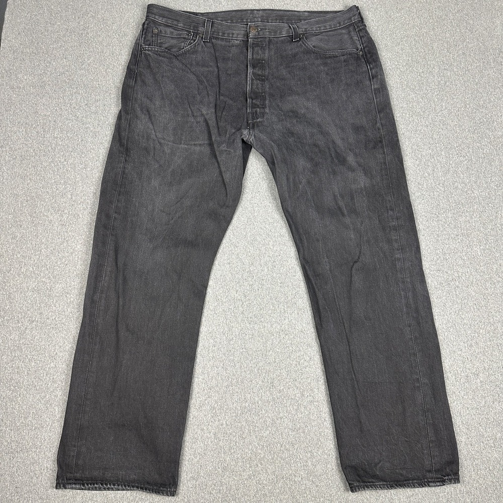 Levi's 501 Original Jeans Mens 42x32 Black Gray Button Fly Straight Leg Denim